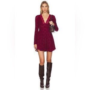 NEW Free People All Yours Mini Dress In Red Plum L